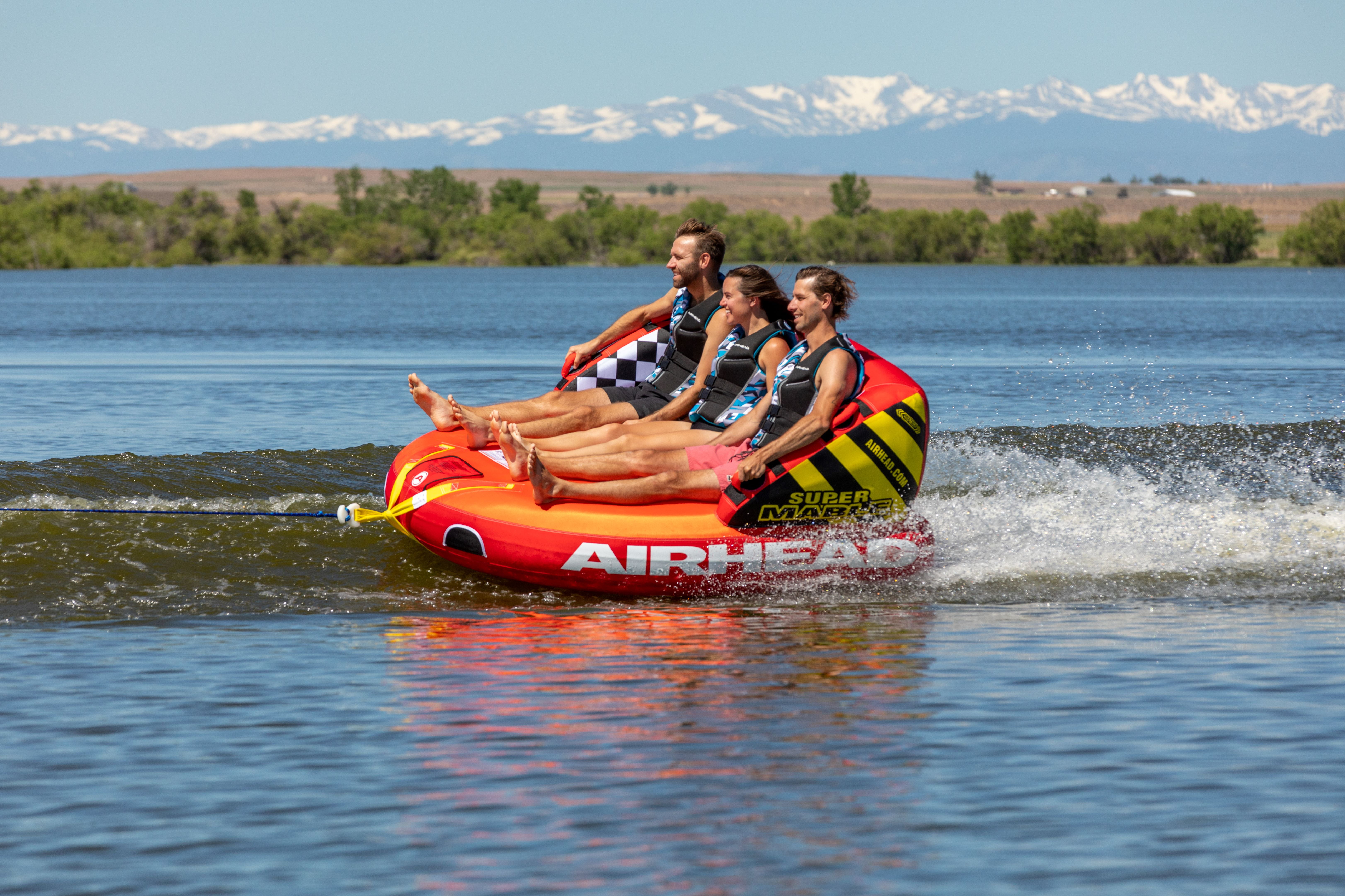 Airhead Super Mable 1-3 Rider Chariot Towable Tube for Boating, Dual Tow Points