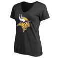 thumbnail image 2 of Women's Black Minnesota Vikings Primary Team Logo V-Neck T-Shirt, 2 of 3