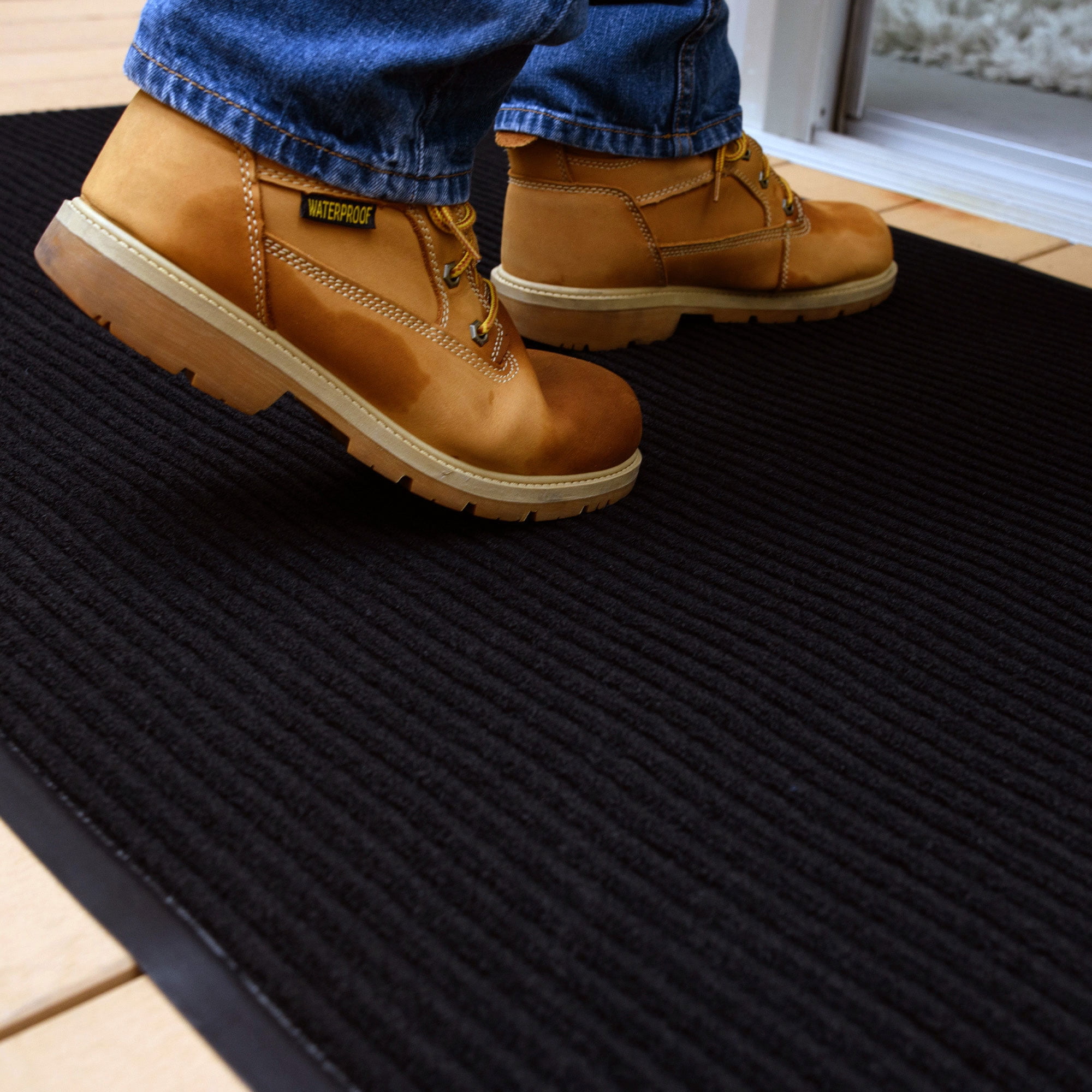 UNIMAT 3x5 (36"x60") Outdoor-Indoor Doormat with Waterproof Black Rubber Backing - Stylish Dual Ribbed Welcome Mat, Perfect for Home, Office, and Kitchen Entrances
