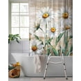 thumbnail image 2 of Split Shower Curtain for Transfer Bench, White Daisy Fabric Shower Curtains for Bathroom, Vintage Botanical Spring Floral Summer Tub Sliding Transfer Bench Waterproof Bath Curtains 72"x96", 2 of 9