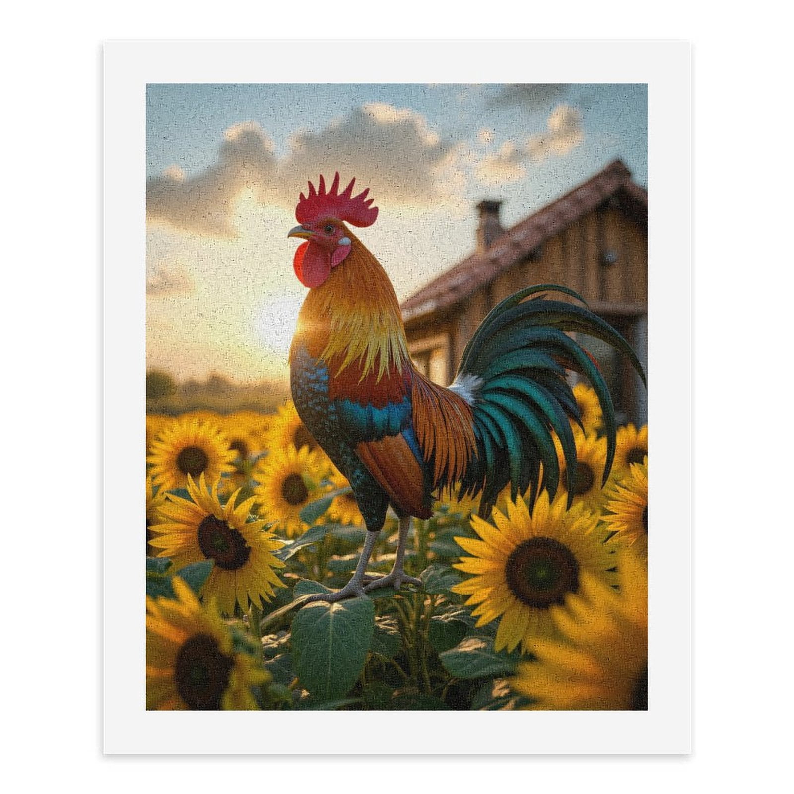 Paint by Numbers Kit for Adults, Sunrise Rooster Among Sunflowers Paint by Numbers, Easy Paint by Numbers Kit for Adults Beginner, DIY Adult Paint by Number Kits on Canvas, Home Decor