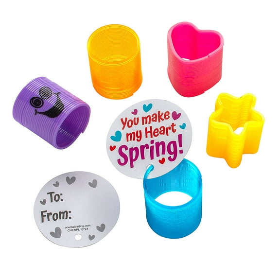 Fun Express 1 1/2" Bulk Mini Magic Springs Valentine Exchanges with Card for 96