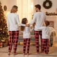 thumbnail image 3 of Family Matching Pajamas Sets Christmas Letters Printed Long Sleeve Tops Plaid Pants Sleepwear, 3 of 7