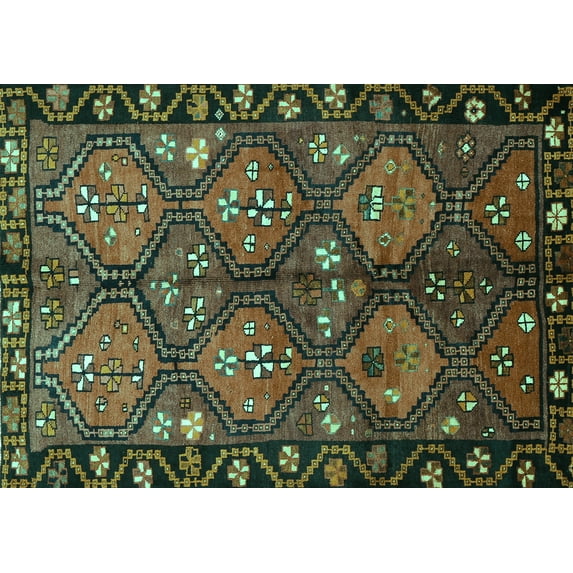 Ahgly Company Machine Washable Indoor Rectangle Persian Turquoise Blue Traditional Area Rugs, 2' x 3'