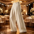 thumbnail image 6 of Mens Casual Baggy Dress Pants Old Money Wide Leg Pleated Slacks Suit Pants Elastic Waist Loose Fit Work Trousers Wrinkle Free Size 3XL Khaki, 6 of 6