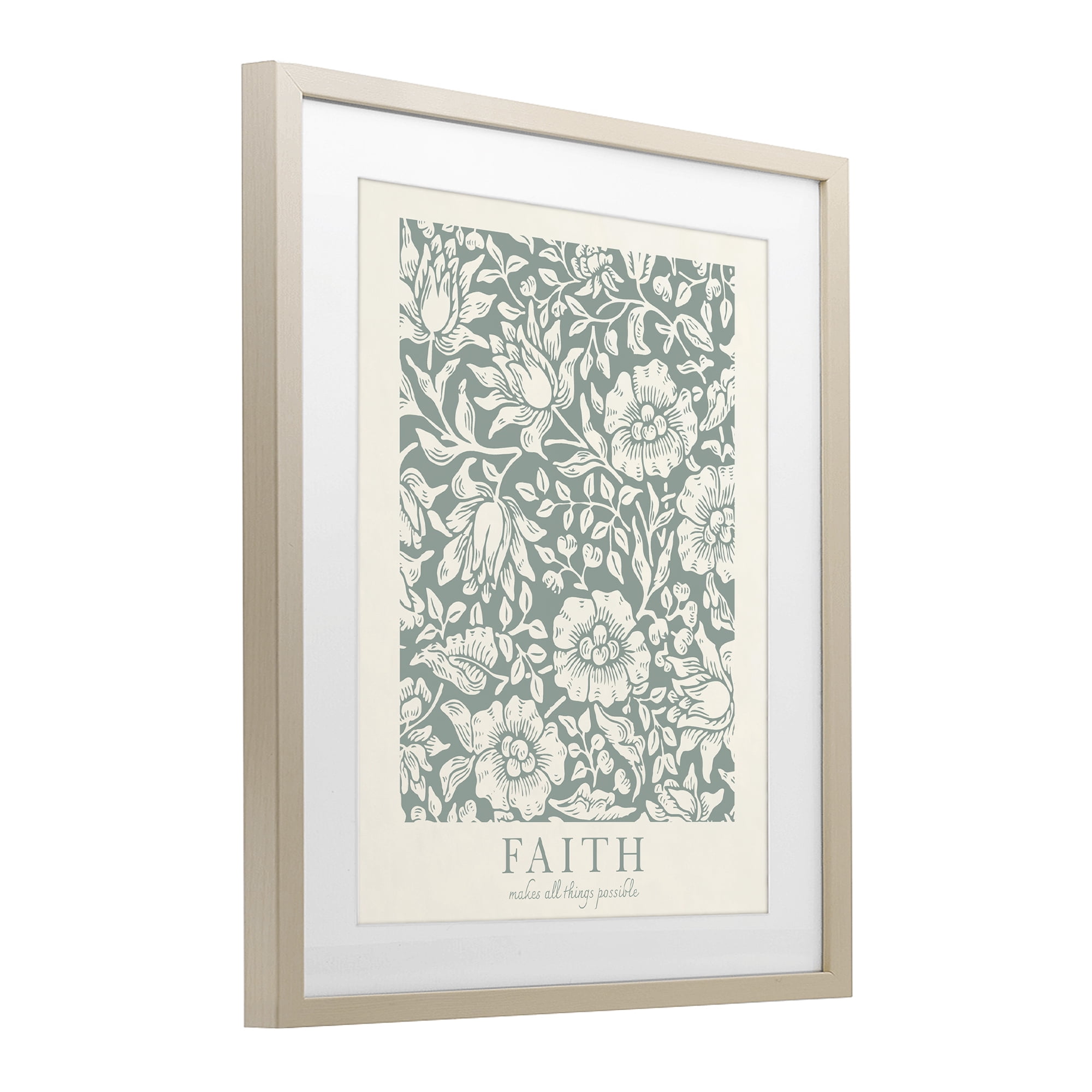 Stupell Industries Faith Quote with Floral Pattern Birch Framed Print Under Glass, design by Wild Apple Portfolio