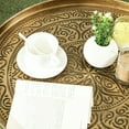 thumbnail image 2 of Hammered Tray Coffee Table, 24" Round, Gold, Metal, Bedroom, Living Room, Side - Stable & Classy Addition Round Table With Top, Vintage Metal Center For Gold Exquisite Craftsmanship, Quality, 2 of 5