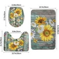 thumbnail image 2 of 3 Pcs Rustic Farmhouse Bath Mat Set, Sunflower Daisy Wildflowers Butterflies Wooded Absorbent Bathroom Shower Bath Mats, Bathroom Decor Mat with Non Slip Backing, 2 of 6