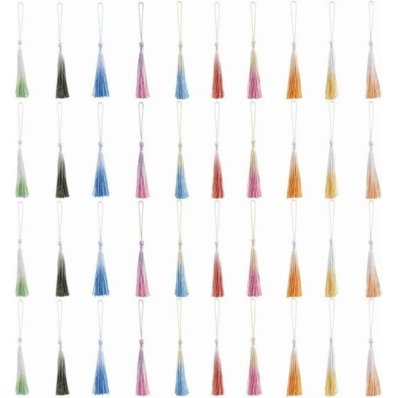 40Pcs Colorful Mini Bookmark Tassels for DIY Crafts Handmade Silky Soft Floss Tassels Small Pendants with Cord Loops for DIY DIY Crafts Keychain Bag Jewelry Making Decor Accessories