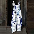 thumbnail image 7 of WULMLEO Halloween Jumpsuits Women Cotton Linen Cute Spaghetti Strap Wide Leg Adjustable Tie Overalls Casual Trendy Rompers Comfy Skull Pants with Side Pocket Dark Blue S, 7 of 7