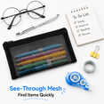 thumbnail image 3 of Mesh Pencil Case, Black Large Capacity Nylon Mesh Pencil Pouch, Back to School Supplies Organizer for Students College Office Desk Supplies, 3 of 9