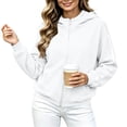 thumbnail image 5 of Qgtaibl Women's Full Zip Hooded Sweatshirt Side White Stripe Design Long Sleeve Jacket Thin Fleece Fall Athletic Hoodie Coat for Running Hiking Gym White XL, 5 of 9