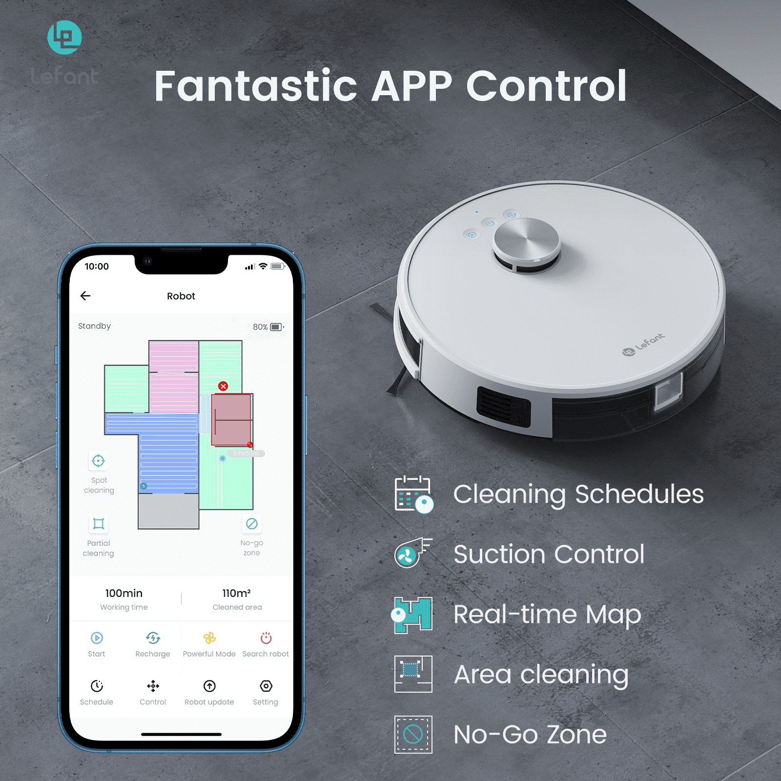 Lefant M1 Robot Vacuum Cleaner and Mop Combo, LIDAR Navigation with Alexa/APP Control, Ideal for Carpets Pet Hair