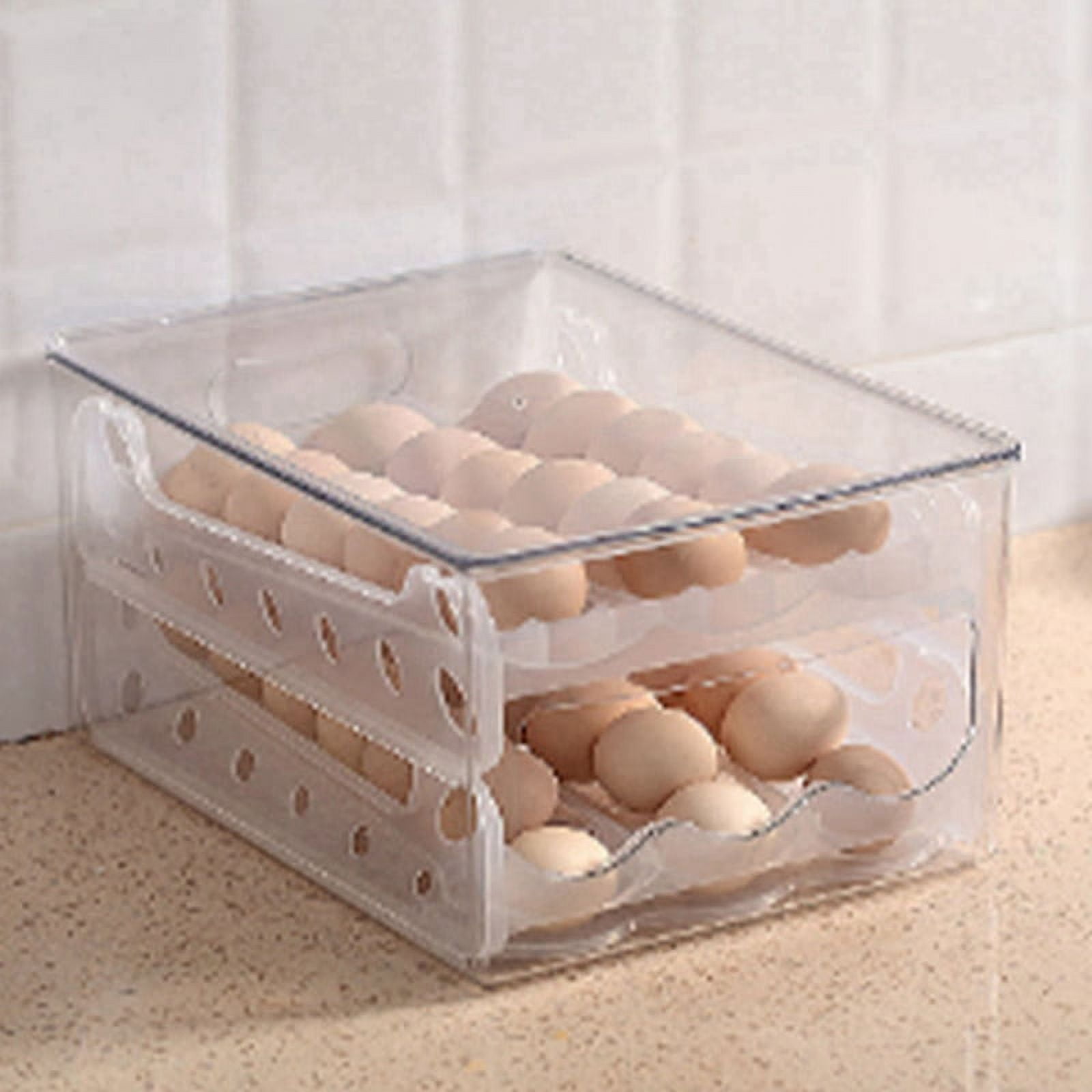 2X Slide Eggs Storage Box Egg Holder Container Refrigerator Drawer Stackable Food Eggs Box Kitchen Fridge Organizer