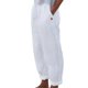 thumbnail image 1 of Pantalones De Verano Pantalones largos y cómodos de lino y algodón, estilo informal, para mujer, plisado, elegante, para vacaciones Ygjytge Blanco Xl para Mujer, 1 of 9