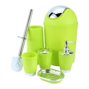 WALFRONT 6pcs Bathroom Accessory Set Trash Can Tumbler Toothbrush Holder Toothbrush Cup Shampoo Dispenser Toilet Brush Holder Set for Bathroom Toilet