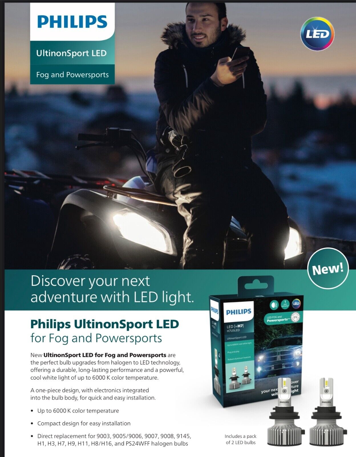 Philips Automotive Lighting 9007USLED Ultinonsport Led Fog & Powersports