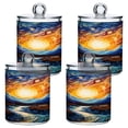 thumbnail image 2 of 2 Pack Qtip Holder Dispenser Sun and River Oil Painting Clear Plastic Storage Apothecary Jars for Cotton Swabs Balls Pads Floss, 2 of 7