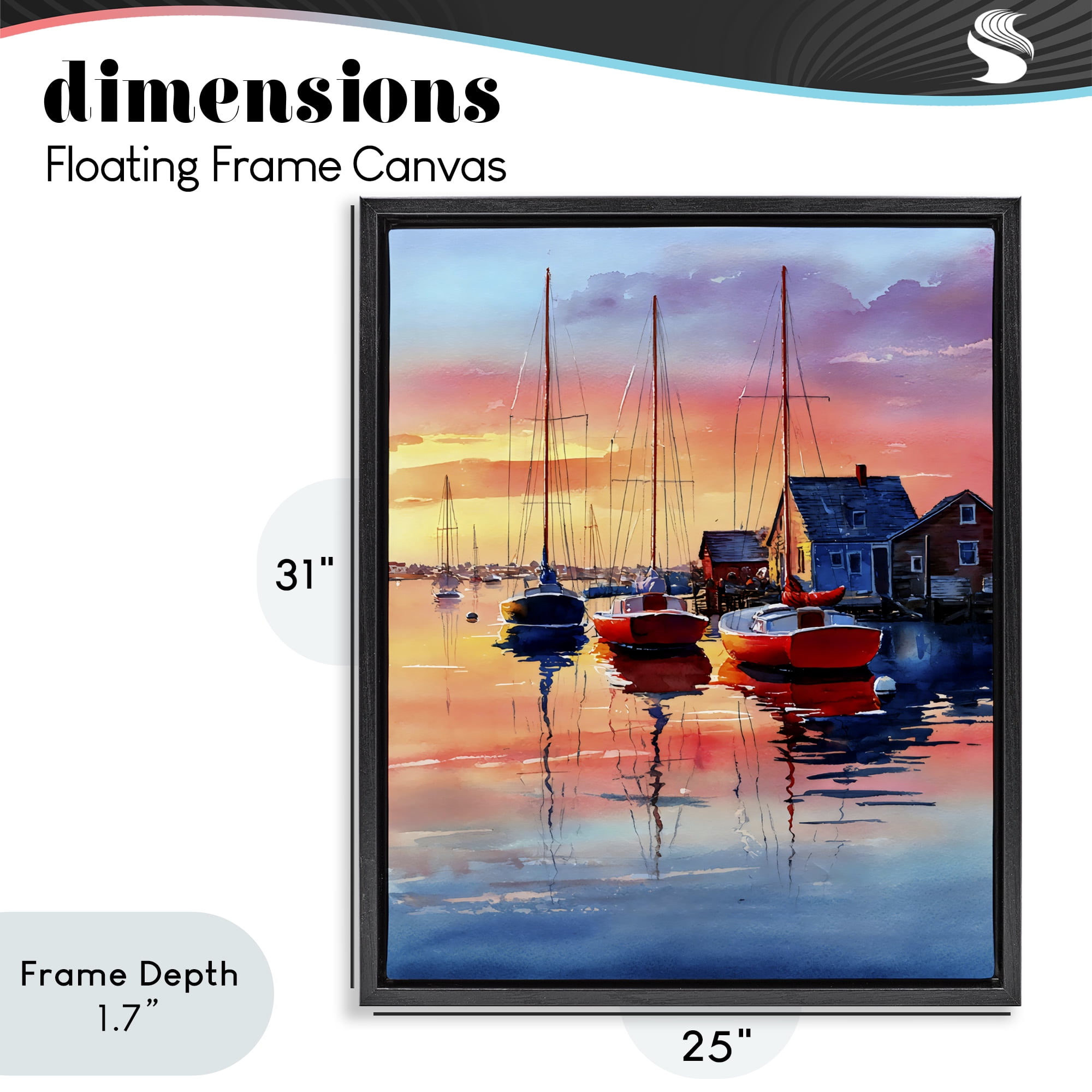 Stupell Industries Vivid Sunset at Docks Black Framed Floater Canvas Wall Art, design by Franklyn Gregory