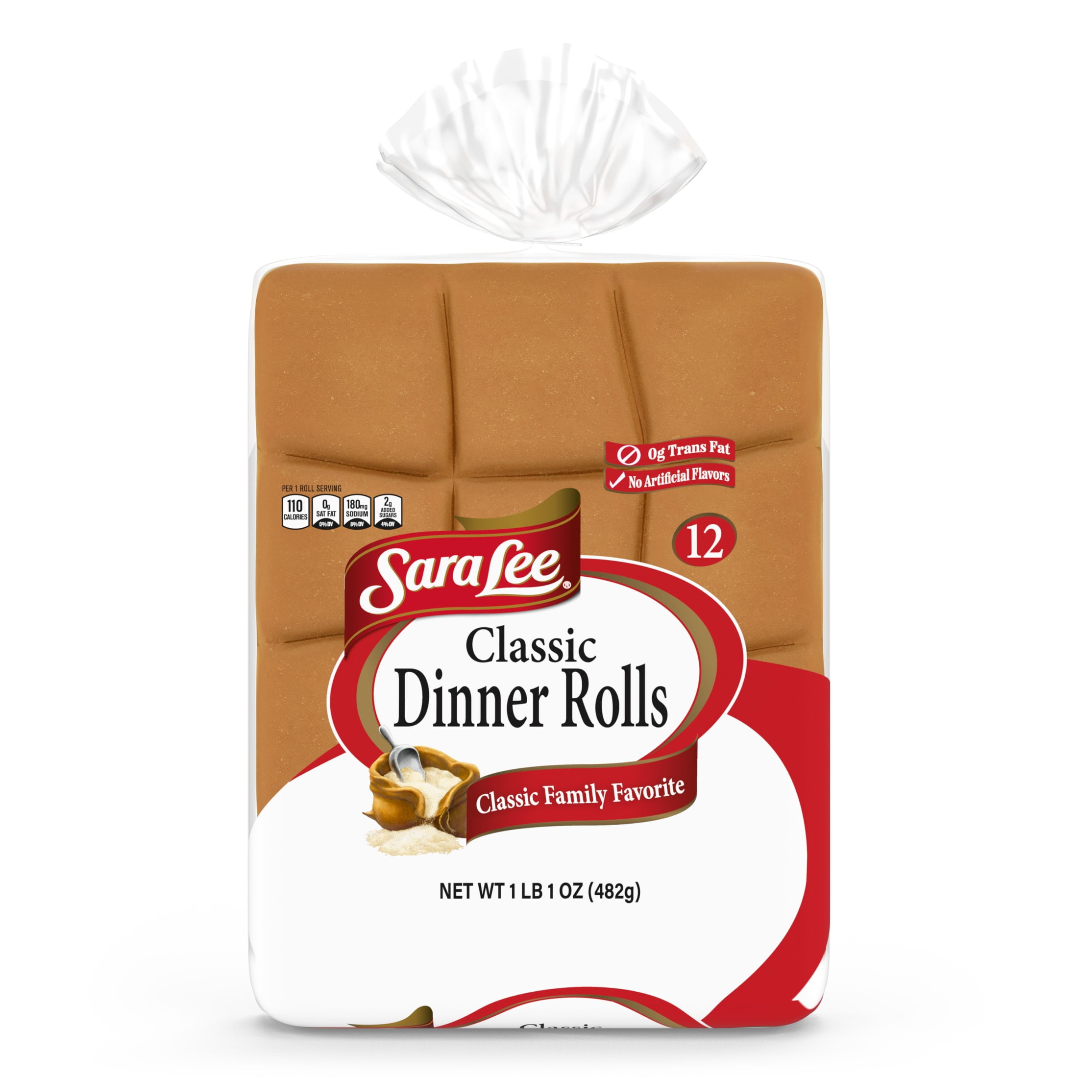 Sara Lee Classic White Dinner Rolls, 12 count, Dinner Rolls, 17 oz Bag