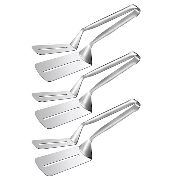 MOQIN Spatula Tongs for Flipping, Stainless Steel Grill Clamp Spatula Flipper, 10 Inch Double-sided Shovel Clip for Bread Hamburger BBQ Meats Pizza Pies Bread Fish