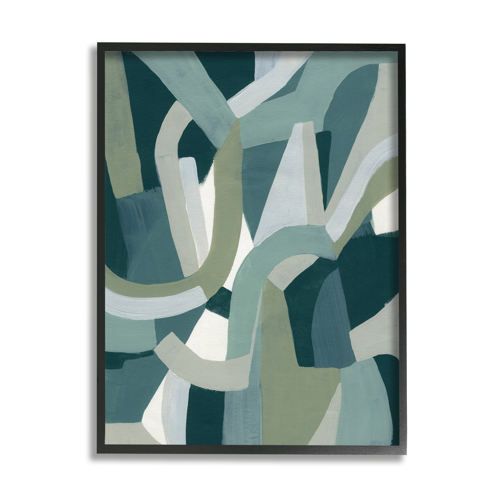 Stupell Industries Abstract Jigsaw Shapes Layered Green Limestone Grey Framed, 11 x 14, Design by June Erica Vess
