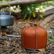 MUSEYA 1Pc Waterproof Gas Canister Cover Brown PU Protector for Camping