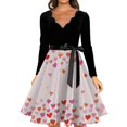 thumbnail image 3 of Fgvctg Womens Valentine'S Day Date Night Vintage Dress Cocktail Love Heart Graphic Vintage Dress Cocktail Classy V Neck 50S Tea Dress Long Sleeve Dressy Elegant Outfits Watermelon Red S, 3 of 4