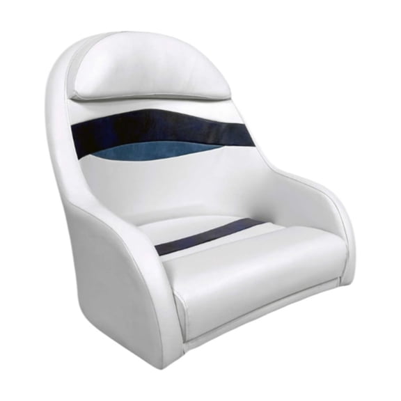Elite Series Pontoon Bucket Style Captain Chair 3206-AADK White / Navy / Blue