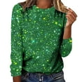 thumbnail image 2 of YMNXA Womens Shirts Long Sleeve Crew Neck Sequins Comfortable Fashion Tops Pullover Ladies Clothes For Daily Wear Green M, 2 of 4
