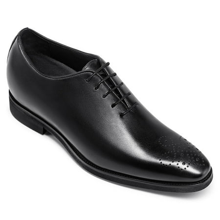 

CMR CHAMARIPA Men s Dress Shoes Invisible Height Increasing Elevator Shoes Black Leather Lace-up Formal Oxfords High Heels 2.76 Taller