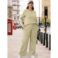 thumbnail image 4 of Women'S 2 Piece Lounge Sets Side Slit Outfits Wide Leg Tracksuit Comfy Loungewear Fashion Sweatsuit Khaki XXXL, 4 of 9