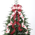 thumbnail image 2 of Cinta superior del árbol de Navidad, lazo grande de arpillera decorativa, regalo rojo grande, cinta con borde con cable, corona, lazos de Navidad, 2 of 4
