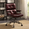 thumbnail image 2 of ACME Larisa Chaise de Bureau Pivotante Réglable en Cuir Capitonné Merlot, 2 of 6