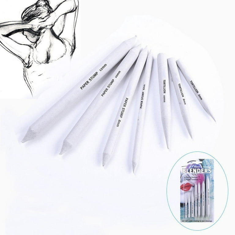 Mont Marte Blending Stumps & Tortillions Set - 7 Pieces - Paper Stumps for  Blending of Drawings with Graphite, Charcoal and Pastel
