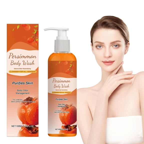 Persimmon Body Wash for Body Odor Control, Natural Deodorant Bar Soap for Strong Odor Smelly Feet Remove, Cleansing Body Deodorizing with Persimmon & Green Tea Extracts, 3.38 Fl Oz