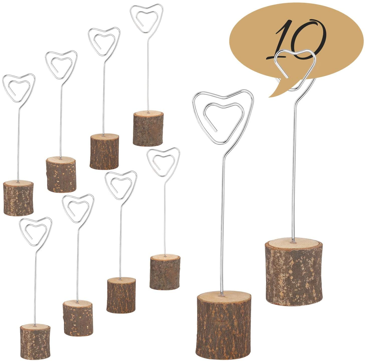 Wedding Name Place Decoration Card Memo Clip Holders for Party Office Photo Stand-10pcs Wooden Base Table Number Holders 