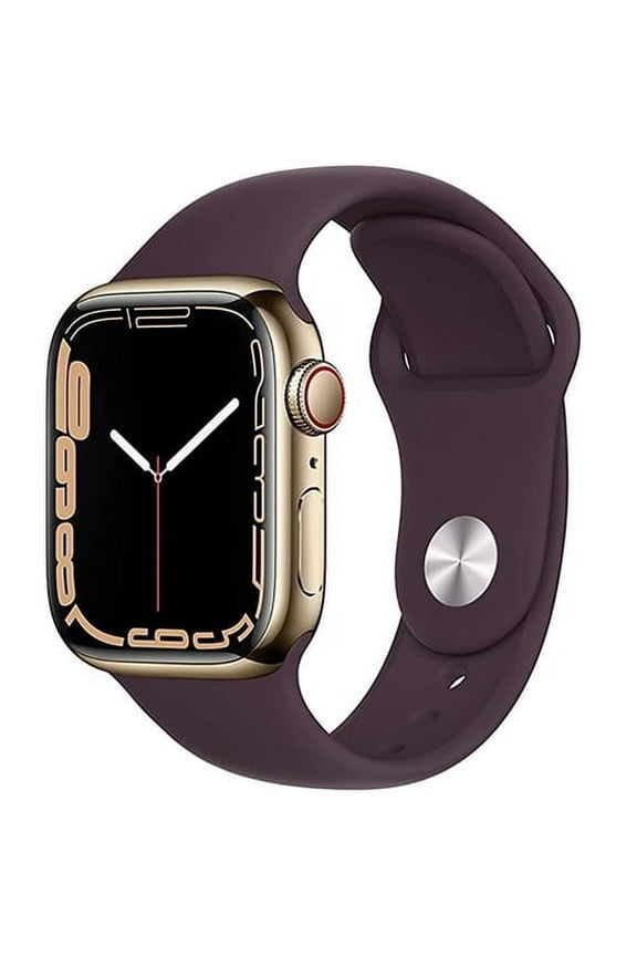 Pre-Owned Apple Watch Series 7 41mm GPS + Cellular Unlocked - Gold Stainless Steel Case - Dark Cherry Sport Band (2021) - Fair