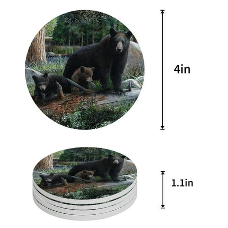 

FMSHPON Merry Christmas Set of 6 Round Coaster for Drinks Absorbent Ceramic Stone Coasters Cup Mat with Cork Base for Home Kitchen Room Coffee Table Bar Decor
