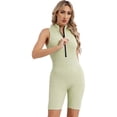 thumbnail image 5 of Body deportivo atlético de Color liso para mujer, pantalones cortos sin mangas con media cremallera frontal, mono, leotardo, Yoga, ciclismo, gimnasios y Fitness, 5 of 5