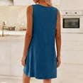 thumbnail image 4 of gakvbuo Summer Tank Dress For Women Mini Dress Sundress Womens Solid Color Round Neck Sleeveless Loose Mid Calf Nightgown, 4 of 8