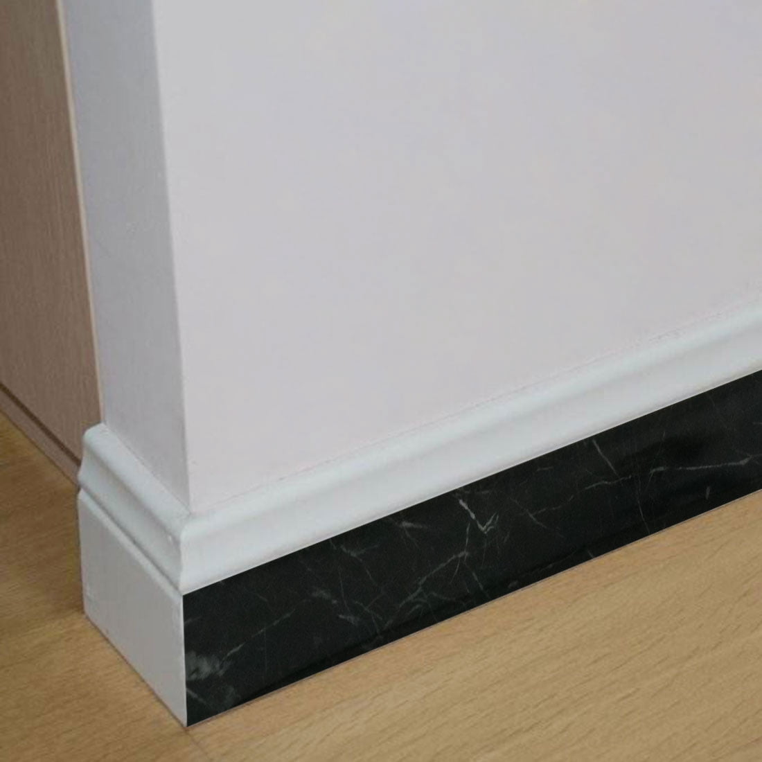Unique Bargains Self-Adhesive Skirting Wall Border Sticker 16.4 Ft Black Marble Design