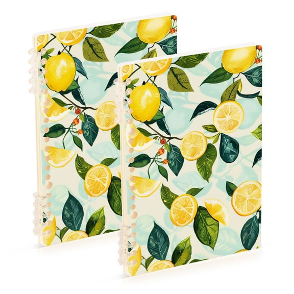 joogoo Spiral Journal Notebook Lemon and Leaves College Ruled Notebooks 8.3" x 5.7" 2 PCs