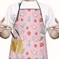 thumbnail image 2 of Pink Cow Milk Strawberry Pattern Apron-Garden Aprons for Women with Pockets-Cotton Linen Waterproof Kitchen Cooking Gardening Aprons Adjustable for Kitchen,Cooking,BBQ and Salon 33x27 Inch, 2 of 7