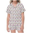 thumbnail image 1 of Odeerbi 2-12 Años Niños Niñas Pijama de Verano de Satén Con Solapa de Muesca Camisas de Manga Corta Pantalones Cortos Conjunto Suave Estampado Floral Ropa de Dormir, 1 of 6