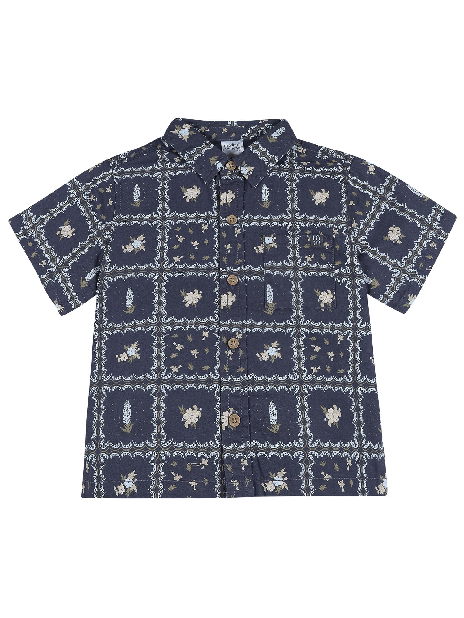 Modern Moments by Gerber Baby and Toddler Boy Button Front Shirt and Short Set, 2-Piece, Sizes 0/3 Months - 5T