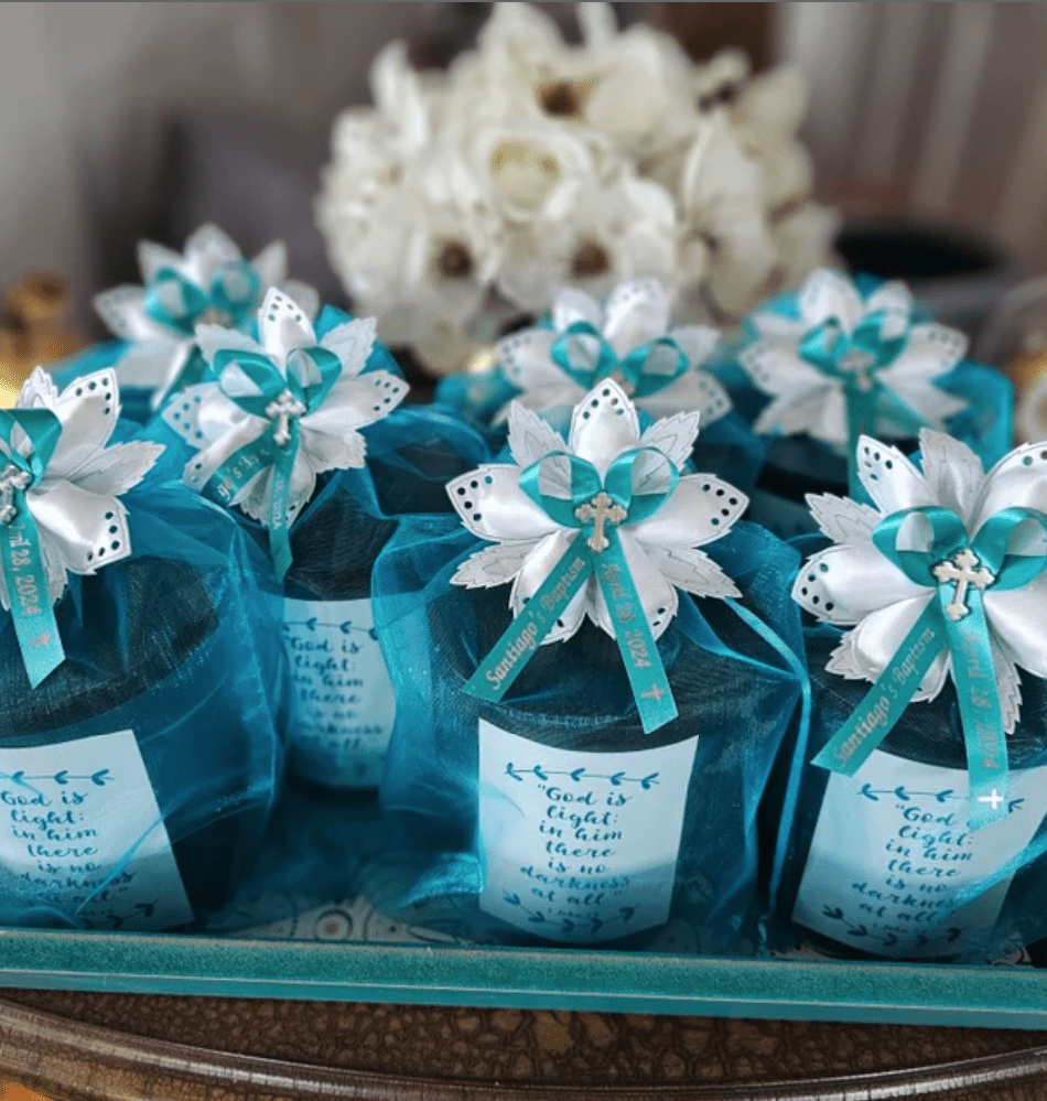 Personalized Ribbons Baby Bridal Shower Wedding Favors Custom Made Royal Blue 25 Bows with Name