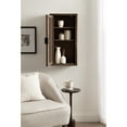 thumbnail image 3 of Kate and Laurel Mezzeta Decorative Modern One-Door Floating Bathroom Cabinet, 15 x 7 x 28, Brown, Decorative Over Toilet Storage Cabinet Made from Solid Mango Wood with Slatted Chevron Design, 3 of 9