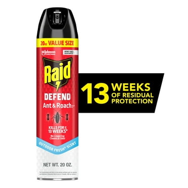 Raid Defend Ant & Roach Inse Count Killer, Indoor Inse Counticide, Residual Killing Power, Outdoor Fresh Scent, 20 oz