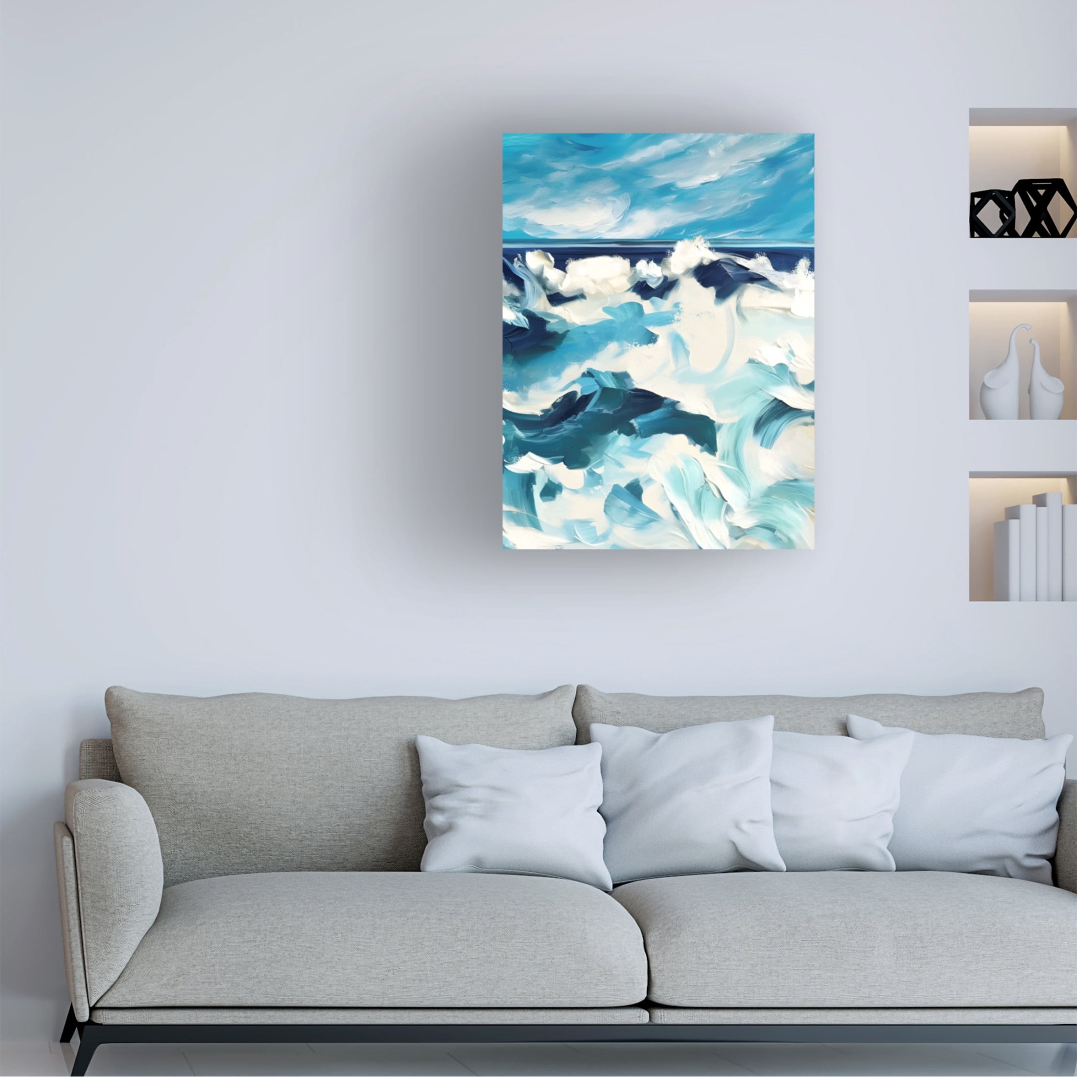 Canvas Wall Art - Tina Lavoie 'Abstract Dramatic Waves I' Wall Art for Living Room, Bedroom, or Office Décor by Trademark Fine Art - 35 x 47 Inches